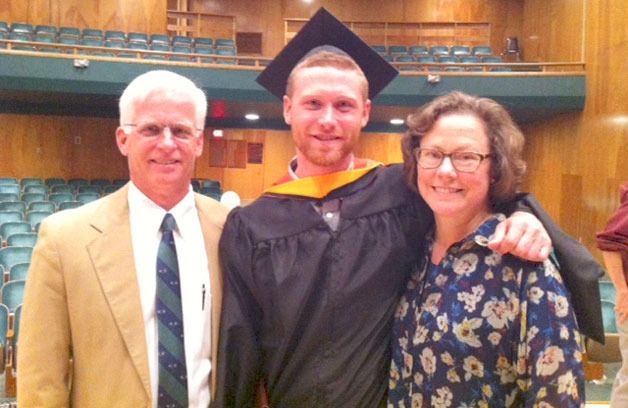 Proud parents Kevin and Mary Jane Lungren of Freeland celebrate with their son