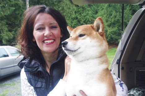 Sandi Smith of Langley and her show dog Mr. Jones: “He’s very quiet and loves people.”