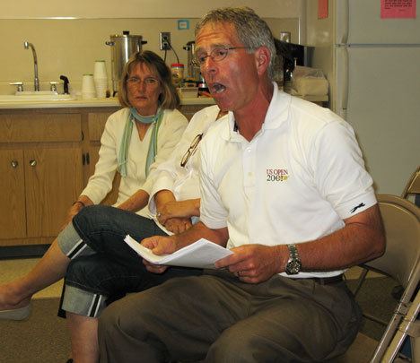 Diking District 1 Commissioner John Shepard tells Island County commissioners about concerns over lowering water levels in his district