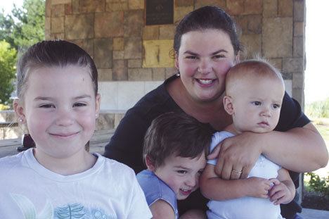 Rebecca Maher of Freeland with her children Julia