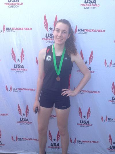 Elizabeth Donnelly after finishing fifth-place in the 800-meter 15-16 age group at the USA Track and Field Junior Olympics regional meet in Portland