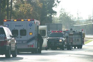 The northbound lane of Highway 525 is closed north of Ledgewood Beach as emergency crews respond to a one-car accident.