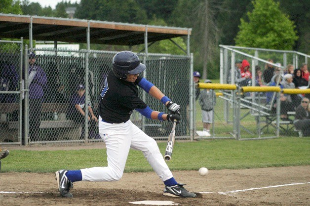 Josiah Sergeant hits a pop fly to right field for a two-run double. Sergeant made a tag out at home plate to end the fourth inning. He was 3-for-4 with five RBIs and a walk.