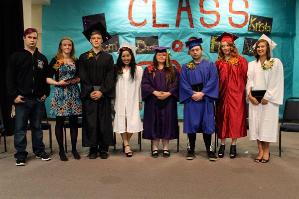 Graduates of South Whidbey Academy’s class of 2016 after the commencement ceremony Thursday