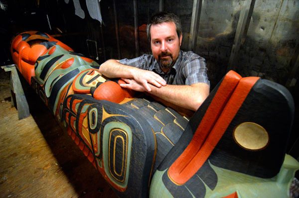 Clinton artist Nathan Gilles just finished this totem pole for the Jamestown S’Klallam Tribe in Sequim.