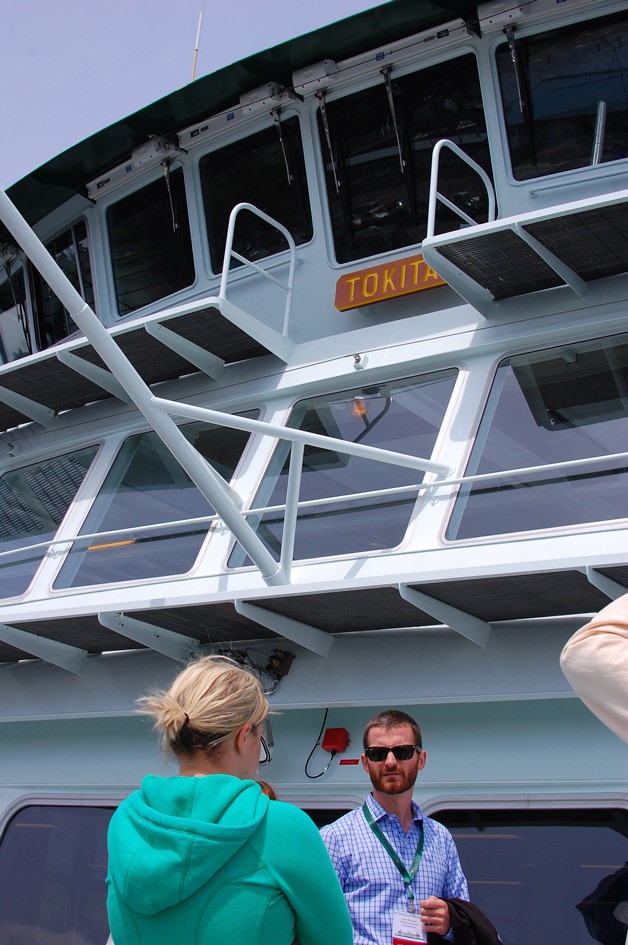 People tour the Tokitae during an open house in June 2014 in Clinton. One level above the passenger area is a sun deck