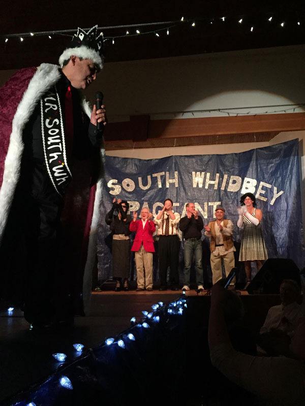 Frank Parra gives his acceptance speech in front of the other contestants at the Mr. South Whidbey Pageant