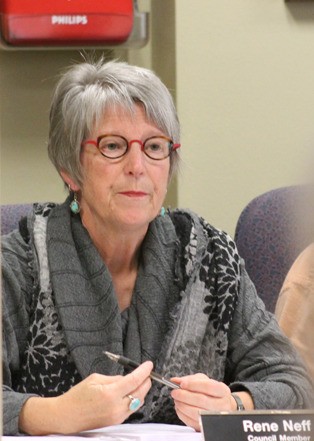 Langley Councilwoman Rene Neff discusses city projects during Monday’s meeting.