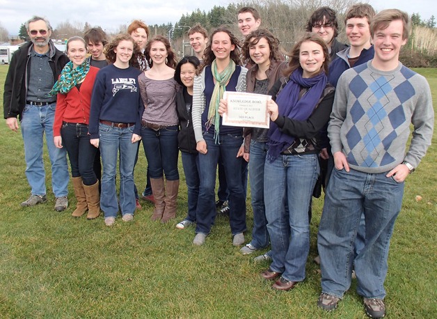 South Whidbey High School’s Knowledge Bowl students combined their wits to qualify one team for the state tournament. From left are advisor Greg Ballog