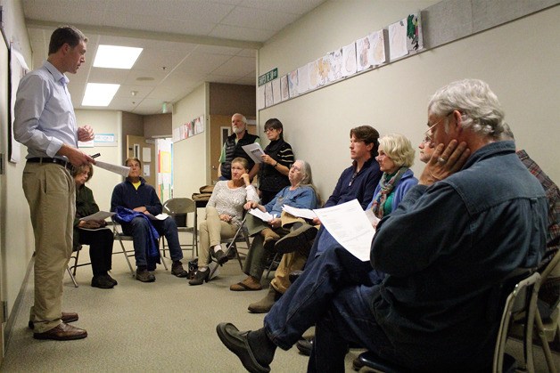 Principal Planner Brad Johnson with Island County Planning and Community Development speaks to a focus group at a meeting in Langley this week to discuss the uses of rural land for the comprehensive plan update.