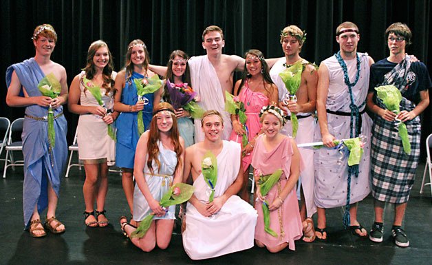 Students selected for homecoming court stand for a photo after the high school assembly. Members of the court include Jordan Parrick