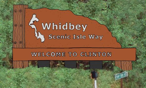 An artist’s conception shows what the new “monument” would look like at the site of the existing Clinton sign.