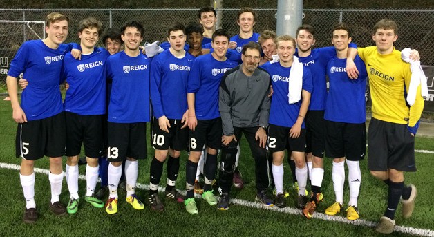 South Whidbey Reign get together for one final photo as a premier Washington Youth Soccer U-19 club that played together since 2007. From left to right are Lochlan Roberts