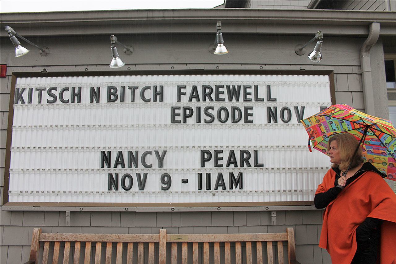 Kyle Jensen / The Record Longtime Langley resident and travel writer Sue Frause stands in front of Whidbey Island Center for the Arts prior to her last Kitsch N’ Bitch show.