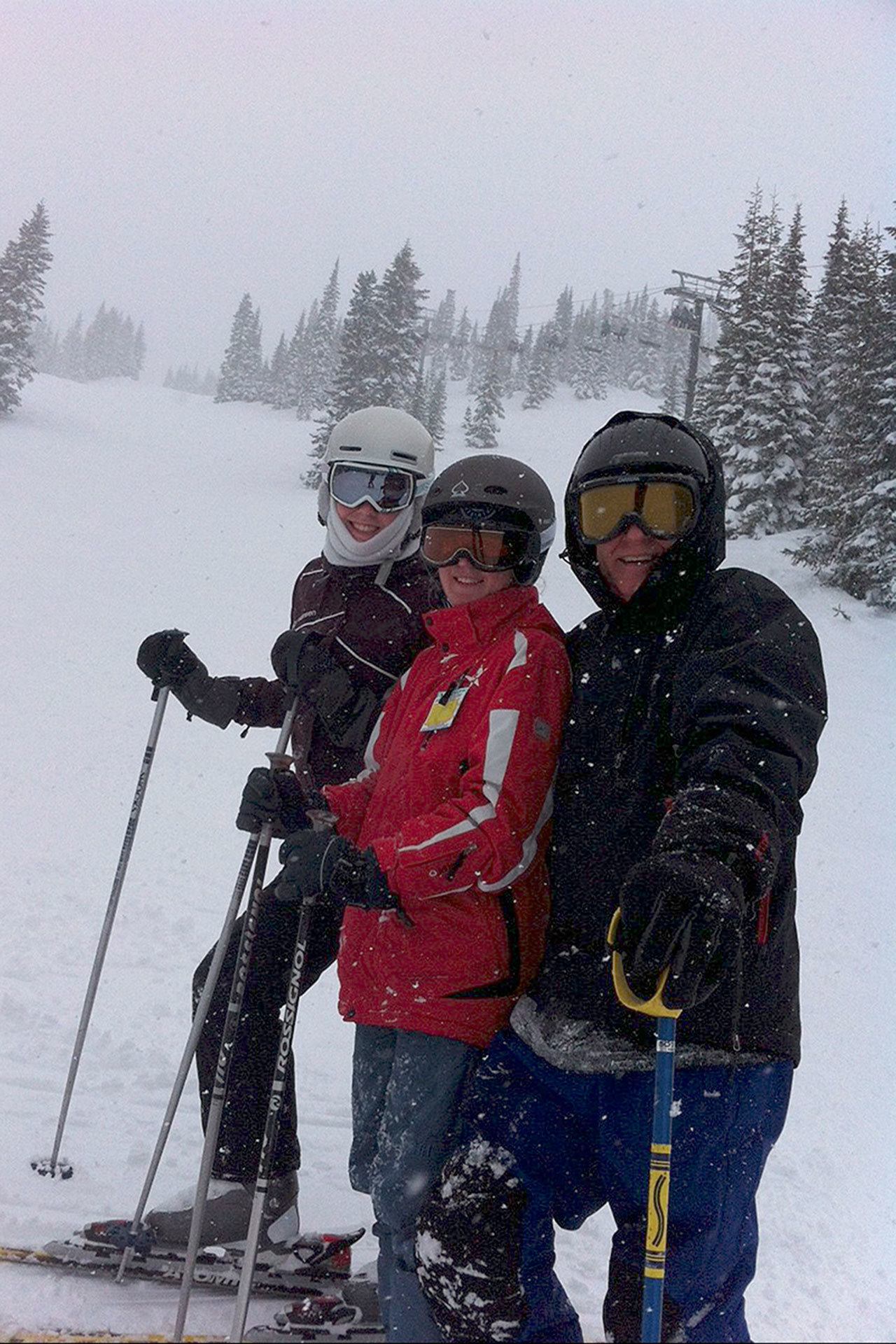 Contributed photo                                Emma Lungren, Lisa Hauffler, and Kevin Lungren pose for a quick photo while skiing Stevens Pass. If there are enough riders signed up for the SnowRider Ski Bus on Dec. 15, the charter bus will once again hit the slopes. Otherwise, it will be cancelled for a third straight year.