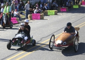 These racers went head to head during last year's Soup Box Derby. The race is held Sept. 15 this year in Langley.