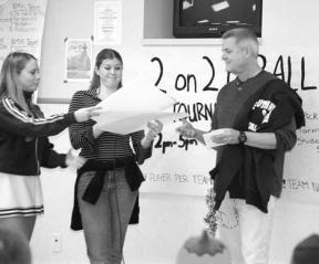 South Whidbey High School teacher Steve Durbin was surprised Friday morning with a farewell ceremony in the school's commons. Durbin