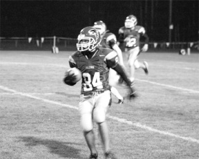 Junior Jesse Bartel takes the kick-off early in the Falcons 55-7 loss to the Sultan Turks on Oct. 13. This Friday