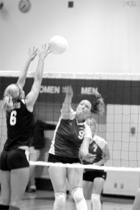 Falcon Katie Lint powers the ball over the net Thursday in the second of three straight wins over Coupeville.