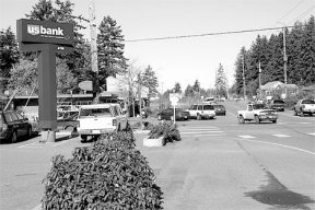 This corner in Freeland will be transformed with a new landscaping design this spring. The plan will include three-season color with flowering trees in the spring