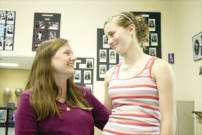 Laura Rookstool and daughter Emily share a laugh after dance class at Island Dance in Clinton. The Rookstools have at least four dancers and a number of "sometime dancers" in the family.