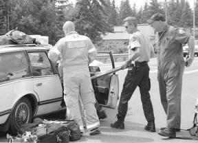 A Langley postal carrier was involved in an accident at Ken's Corner Monday afternoon when the car she was driving was struck from behind pushing her into the intersection of Highway 525 and Langley Road.