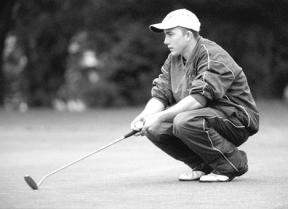 Sophomore Drew Aernie considers a pretty good start to his round of 46 Thursday at Useless Bay Golf and Country Club.