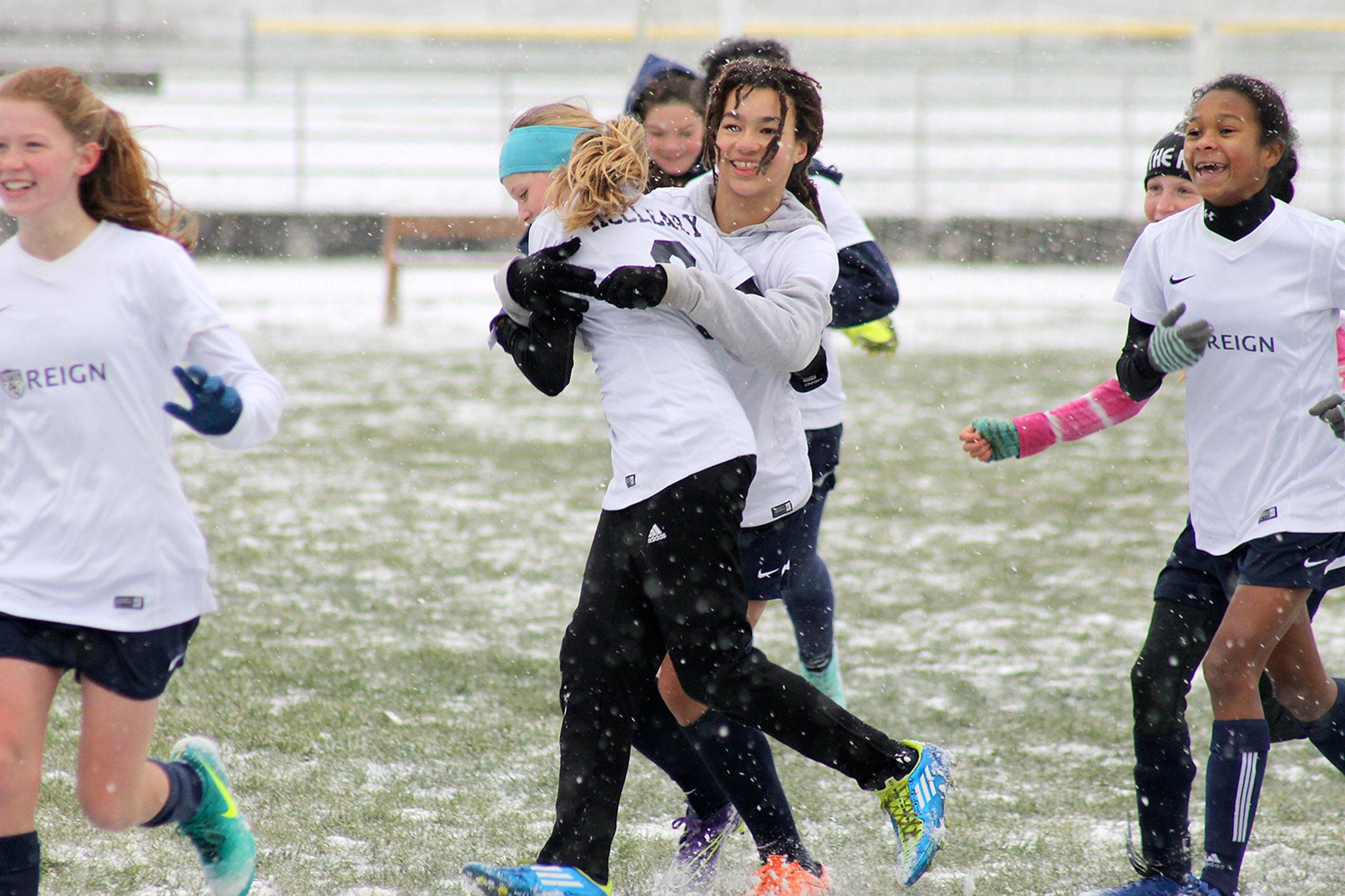 Evan Thompson / The Record                                South Whidbey Reign’s U-14 girls soccer club claimed the North Puget Sound League Division 2 Championship on Saturday with a 3-0 win over NSC Impact at South Whidbey High School.