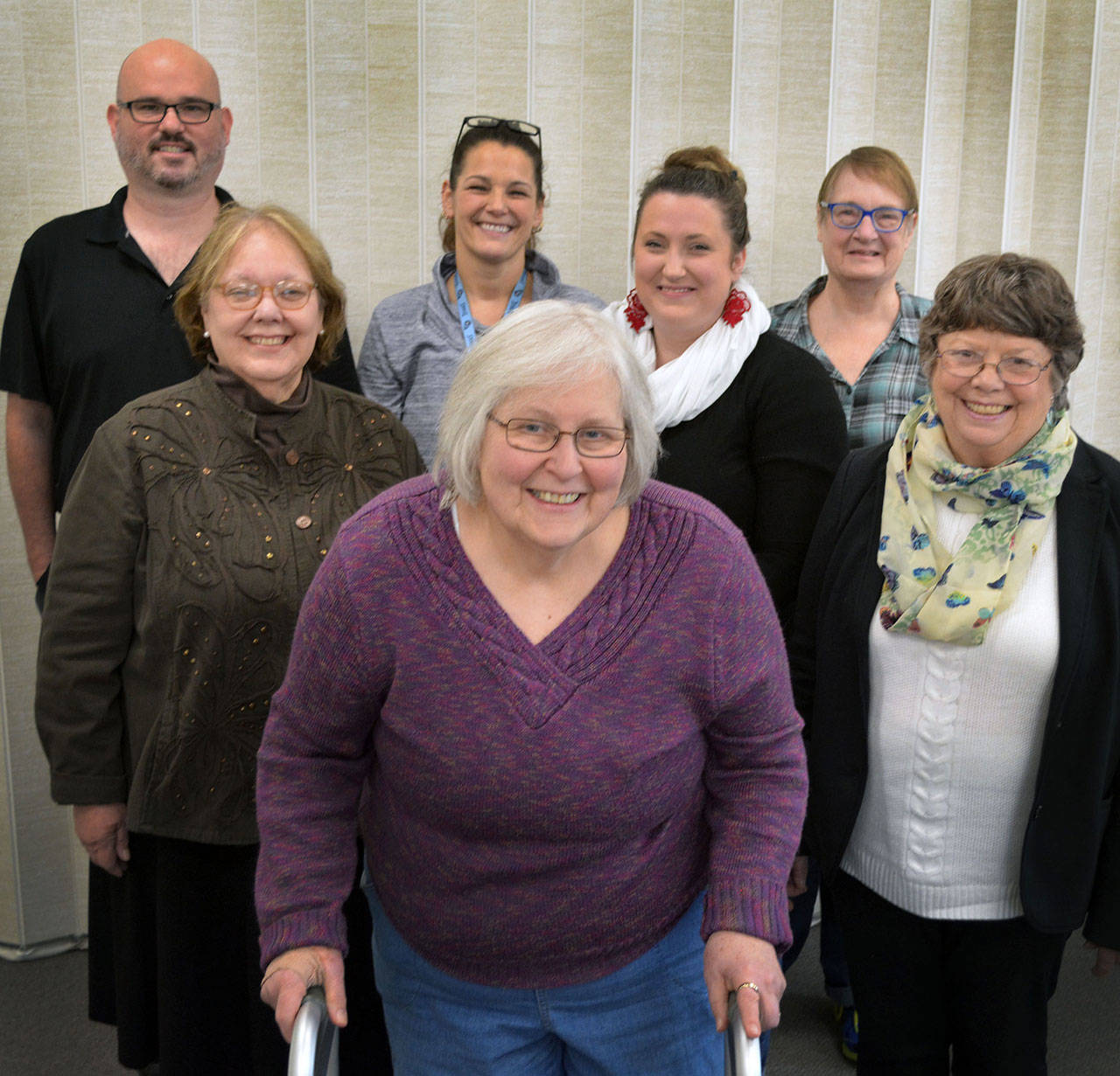 Photo by Laura Canby                                Annette Barca, front, poses with, from back left, Dale Ellis, Monique Olvera, Judy Kenning, Jean Mathisen, Chasity Smith and Kati Corsau.