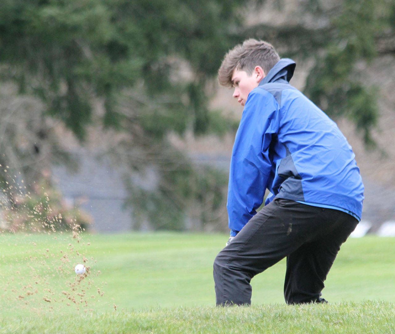 State qualifier Gabe Jacobson-Ross is back to lead the Falcon boys golf team. (Photo by Jim Waller/South Whidbey Record)