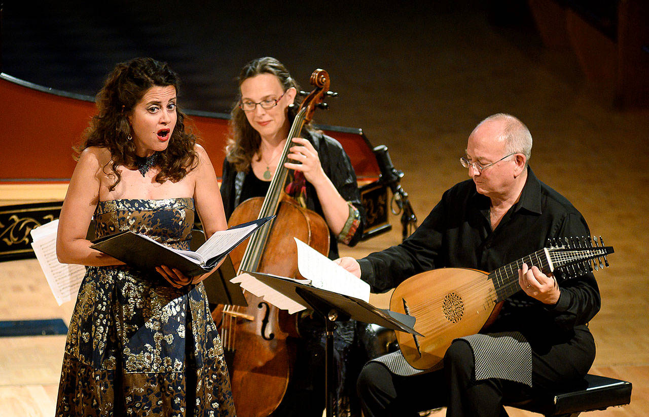 Photo by Jan Gates                                <em>Musicians perform during last year’s Whidbey Island Music Festival. From left to right, soprano Amanda Forsythe, baroque cellist Elisabeth Reed and Stephen Stubbs on the lute. Because of the COVID-19 pandemic, this year’s music festival is going virtual, according to organizers.</em>