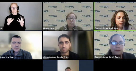 The Washington State Redistricting Commission held a public meeting over Zoom on Monday night to draw the final legislative and congressional district boundaries. Most of the five-hour session was spent in "caucus meetings" which were unavailable to the viewing public. (Washington State Redistricting Commission)