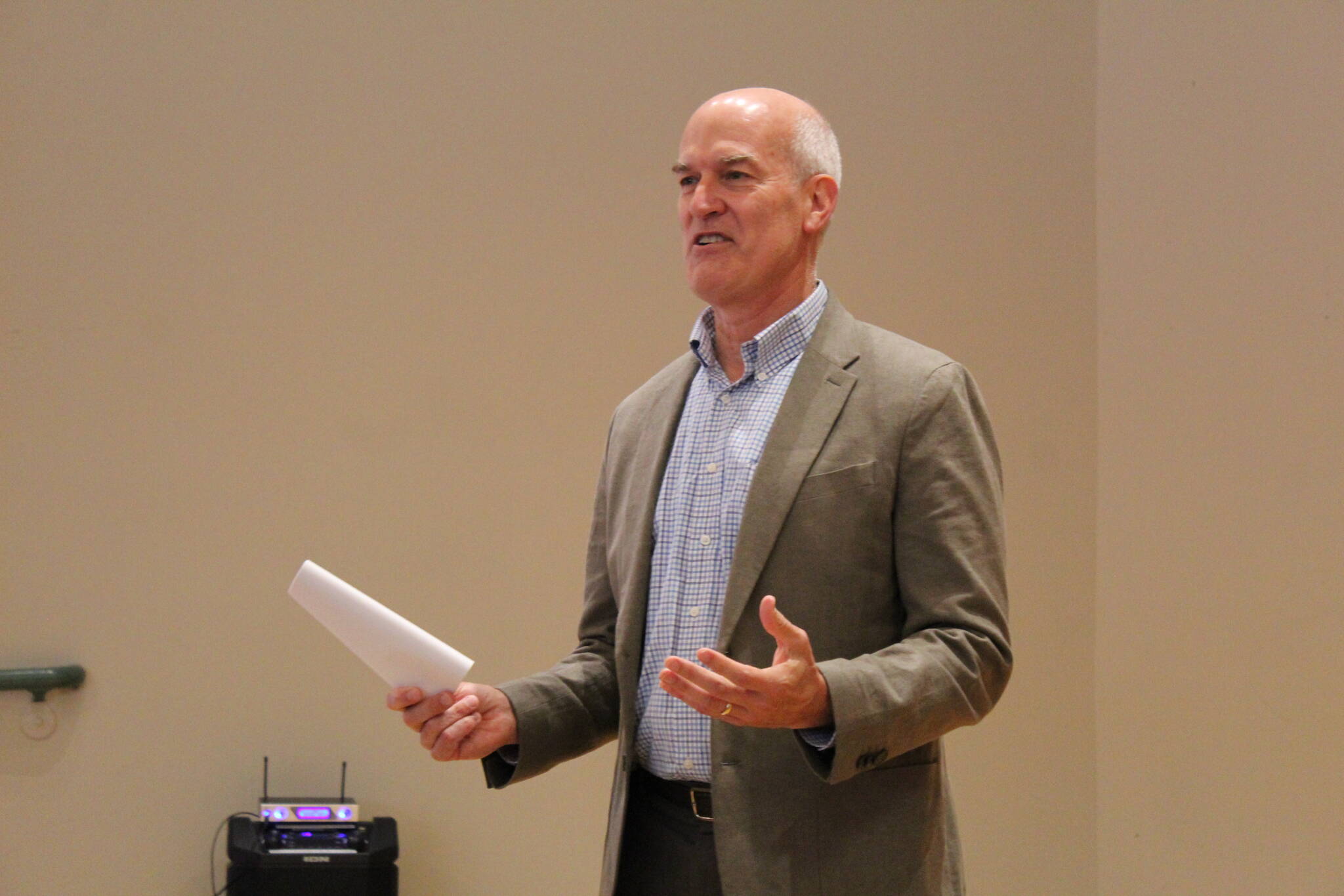 Photo by Karina Andrew/Whidbey News-Times
Rep. Rick Larsen speaks at a community coffee meeting in Oak Harbor Oct. 4.