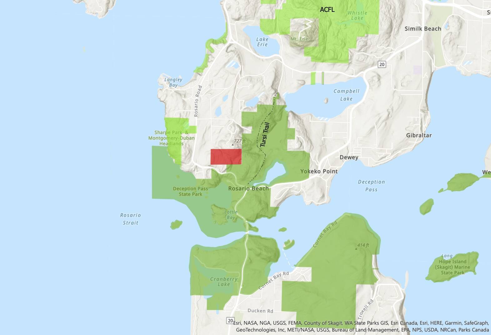 Image provided
A map of Deception Pass State Park shows the location of a recently purchased parcel of land.