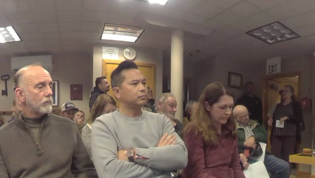 It was a packed house in Langley City Council Chambers Monday night, as members from the public flooded into the room to discuss the proposed change to the zoning at the fairgrounds. (Screenshot from Zoom)