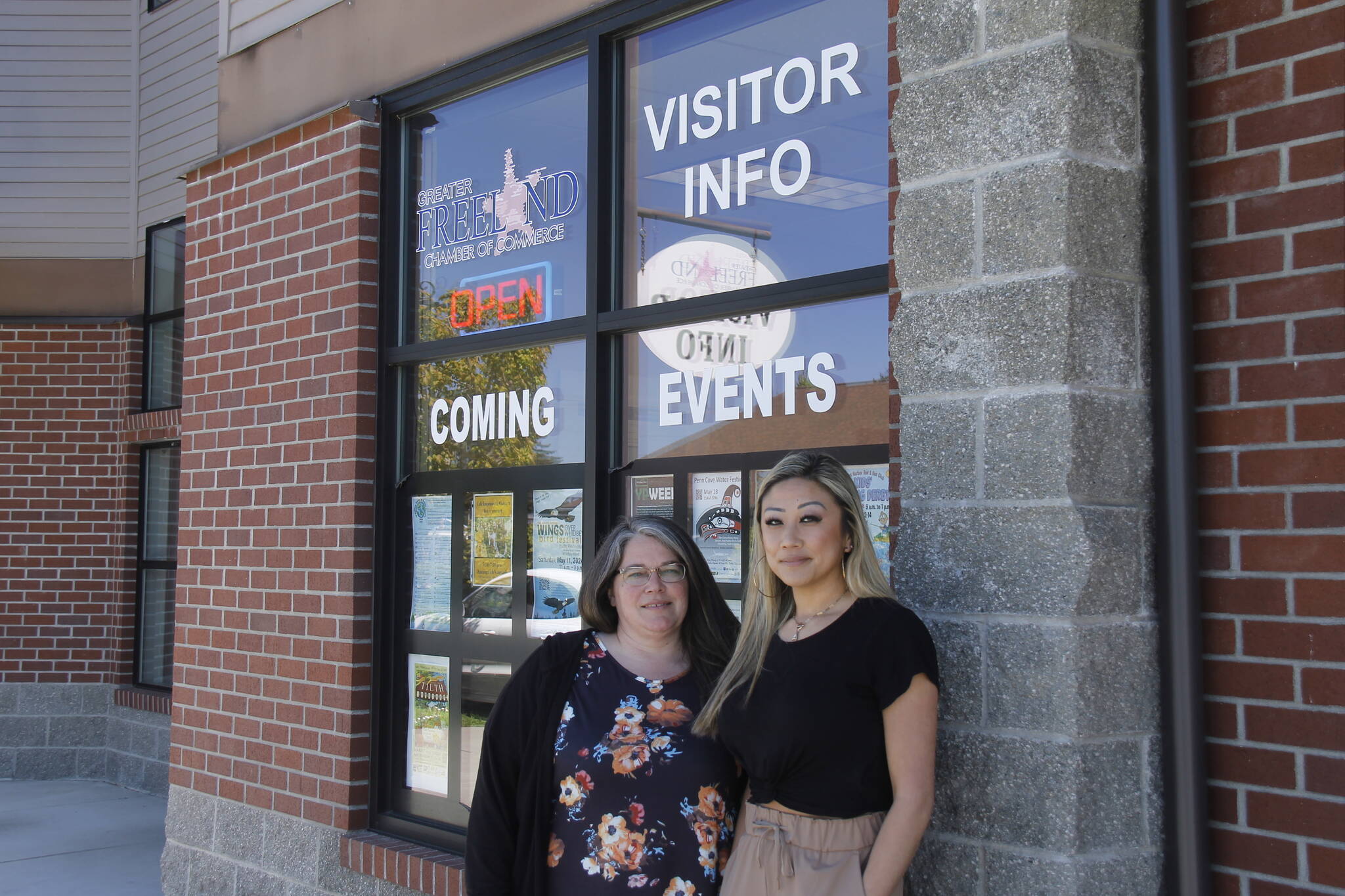 Co-presidents Gretchen Mills, left, and Angela Muniz are the new leadership behind the Freeland Chamber of Commerce. (Photo by Kira Erickson/South Whidbey Record)