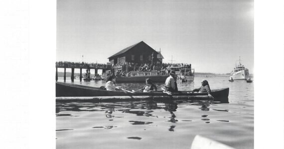 A scene from one of the first editions of the Penn Cove Water Festival in the late 1930s. (From the Collection of Island County Historical Society Museum Library and Archives. 2022.060.001)