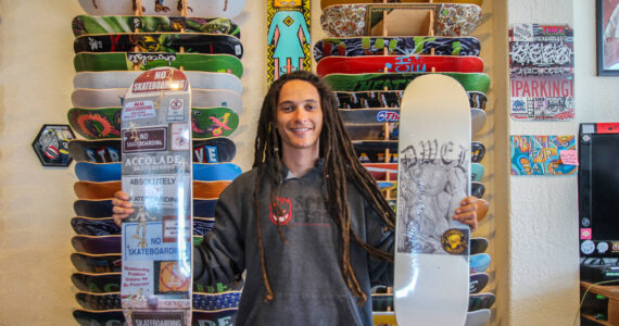 Photo by Luisa Loi
Garrett Collins opened Geez Skate Shop in 2022.