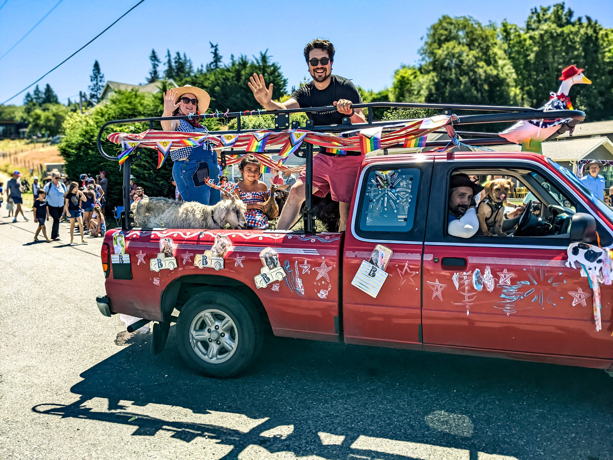 (Photo provided)
Rescue goats and a duck from Ballydidean Farm Sanctuary participated in the recent Maxwelton Fourth of July parade.