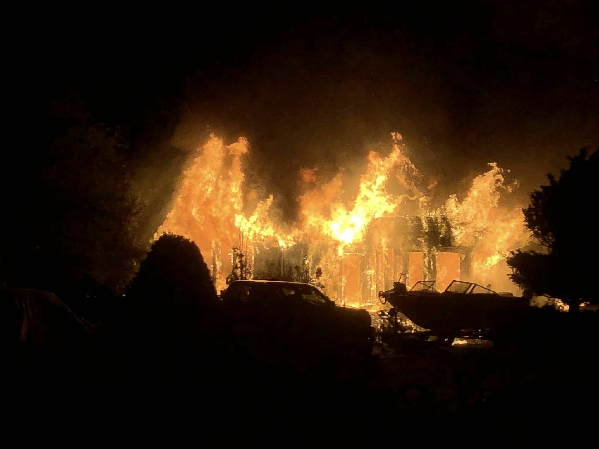 The one-story manufactured home on Carl Avenue was destroyed completely Saturday night. (Photo courtesy of Ricardo De Castro)