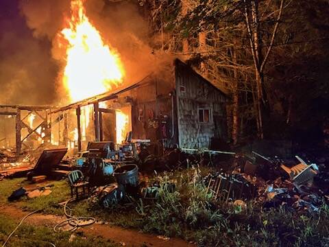 Photo by South Whidbey Fire/EMS Division Chief Alex Magallon
A structure fire late Saturday night completely destroyed a South Whidbey home.