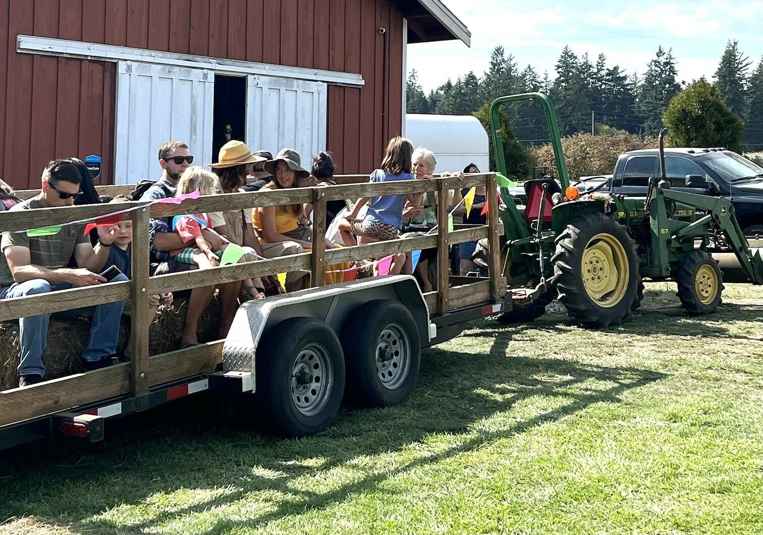 Photo provided
A group of passengers waits to be taken on a tour of the Greenbank Farm property in 2023.