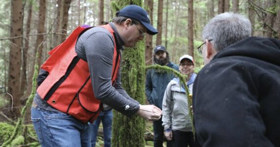 Forestry Professor Kevin Zobrist teaches a course on South Whidbey. (Photo by Sarah Stewart)