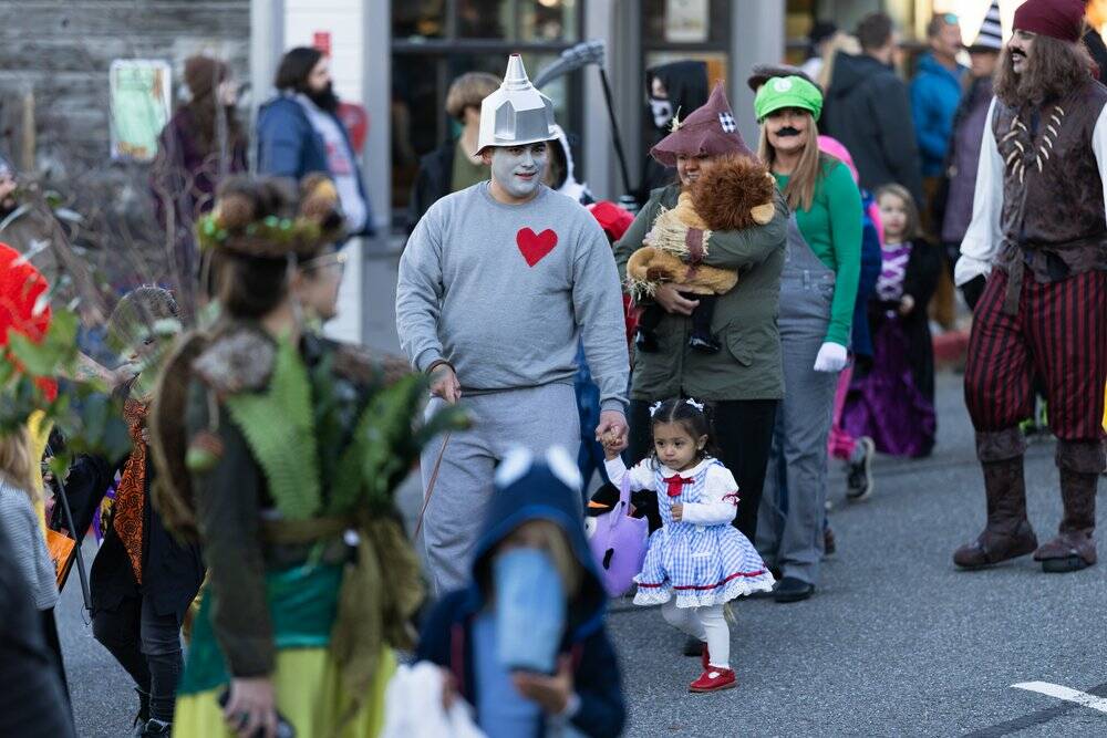 Photo courtesy of the Coupeville Historic Waterfront Association
Photo courtesy of the Coupeville Historic Waterfront Association
Whimsy characters walk at the Torchlight Parade in Coupeville.