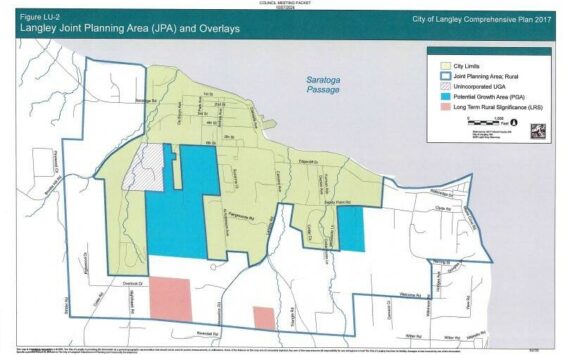 City of Langley map
The current Potential Growth Area, in blue, is located south of Sixth Street.