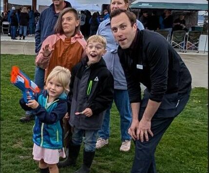 Stucky mingles with citizens of all ages (photo: North Whidbey Pool Park & Recreation social media)