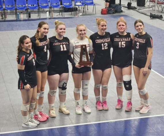 <p>Photo provided</p>
                                <p>Seniors of the Coupeville High School volleyball squad pose with their trophy.</p>