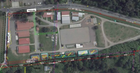 This map of the Whidbey Island Fairgrounds shows the Port of South Whidbey’s boundaries, outlined in red. Concession stands, at far left, are not fully on the property.